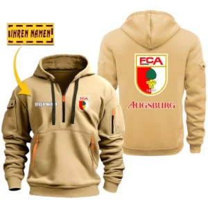 FC Augsburg Hoodie Reißverschluss SPO048017, Kapuzenpullover mit Allover-Druck FC Augsburg - Khaki