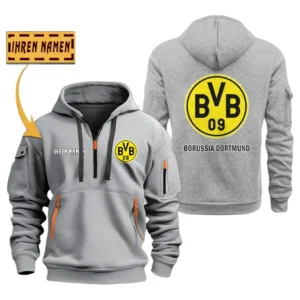 Borussia Dortmund Hoodie Reißverschluss SPO048018, Kapuzenpullover mit Allover-Druck Borussia Dortmund - Grau