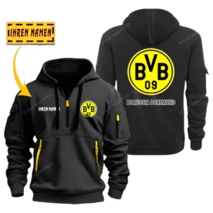 Borussia Dortmund Hoodie Reißverschluss SPO048018, Kapuzenpullover mit Allover-Druck Borussia Dortmund - Schwarz