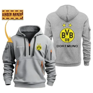 Borussia Dortmund Hoodie Reißverschluss SPO048020, Kapuzenpullover mit Allover-Druck Borussia Dortmund - Grau