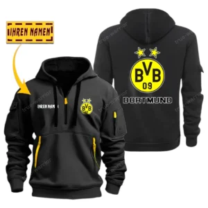 Borussia Dortmund Hoodie Reißverschluss SPO048020, Kapuzenpullover mit Allover-Druck Borussia Dortmund - Schwarz