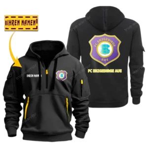 FC Erzgebirge Aue Hoodie Reißverschluss SPO048021, Kapuzenpullover mit Allover-Druck FC Erzgebirge Aue - Schwarz