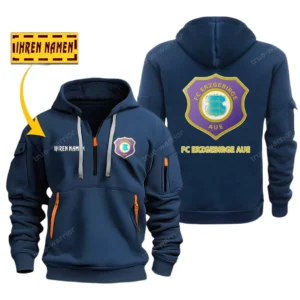 FC Erzgebirge Aue Hoodie Reißverschluss SPO048021, Kapuzenpullover mit Allover-Druck FC Erzgebirge Aue - Marineblau