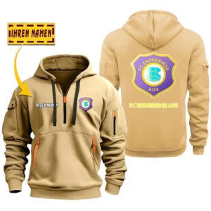 FC Erzgebirge Aue Hoodie Reißverschluss SPO048021, Kapuzenpullover mit Allover-Druck FC Erzgebirge Aue - Khaki