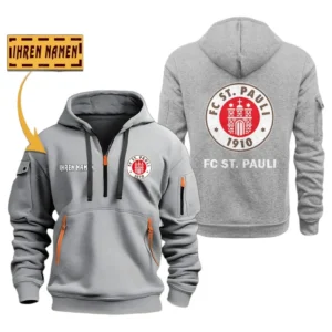 St. Pauli Hoodie Reißverschluss SPO048022, Kapuzenpullover mit Allover-Druck St. Pauli - Grau