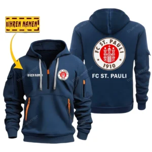 St. Pauli Hoodie Reißverschluss SPO048022, Kapuzenpullover mit Allover-Druck St. Pauli - Marineblau