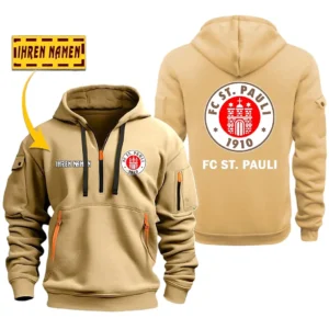 St. Pauli Hoodie Reißverschluss SPO048022, Kapuzenpullover mit Allover-Druck St. Pauli - Khaki