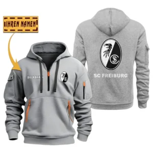 SC Freiburg Hoodie Reißverschluss SPO048031, Kapuzenpullover mit Allover-Druck SC Freiburg - Grau