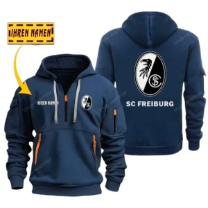SC Freiburg Hoodie Reißverschluss SPO048031, Kapuzenpullover mit Allover-Druck SC Freiburg - Marineblau