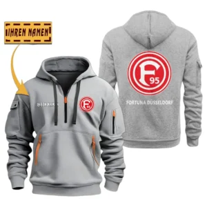 Fortuna Dusseldorf Hoodie Reißverschluss SPO048057, Kapuzenpullover mit Allover-Druck Fortuna Dusseldorf - Grau