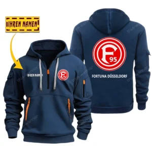 Fortuna Dusseldorf Hoodie Reißverschluss SPO048057, Kapuzenpullover mit Allover-Druck Fortuna Dusseldorf - Marineblau