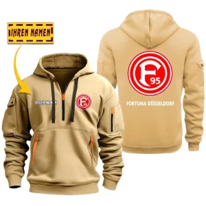 Fortuna Dusseldorf Hoodie Reißverschluss SPO048057, Kapuzenpullover mit Allover-Druck Fortuna Dusseldorf - Khaki