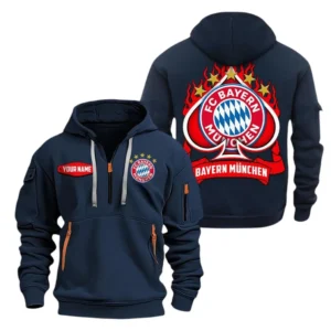 Bayern Munich Hoodie Reißverschluss SPO1516001, Kapuzenpullover mit Allover-Druck Bayern Munich - Marineblau