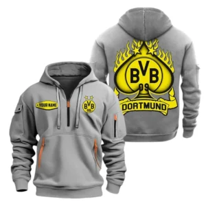 Borussia Dortmund Hoodie Reißverschluss SPO1516002, Kapuzenpullover mit Allover-Druck Borussia Dortmund - Grau