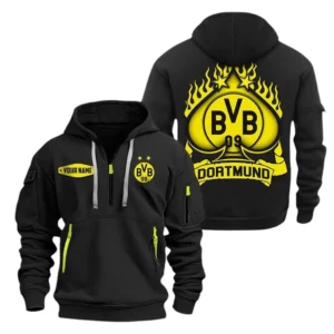 Borussia Dortmund Hoodie Reißverschluss SPO1516002, Kapuzenpullover mit Allover-Druck Borussia Dortmund - Schwarz