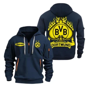Borussia Dortmund Hoodie Reißverschluss SPO1516002, Kapuzenpullover mit Allover-Druck Borussia Dortmund - Marineblau