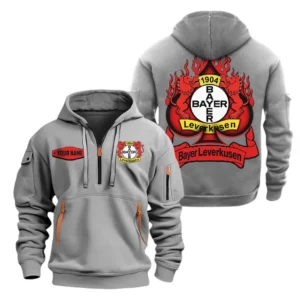 Bayer Leverkusen Hoodie Reißverschluss SPO1516005, Kapuzenpullover mit Allover-Druck Bayer Leverkusen - Grau