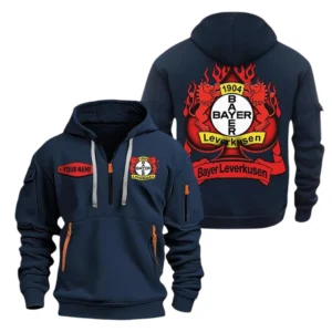 Bayer Leverkusen Hoodie Reißverschluss SPO1516005, Kapuzenpullover mit Allover-Druck Bayer Leverkusen - Marineblau