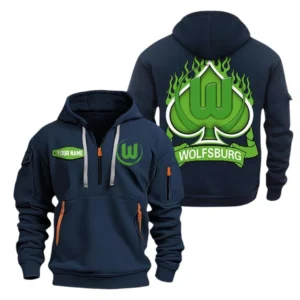 VfL Wolfsburg Hoodie Reißverschluss SPO1516007, Kapuzenpullover mit Allover-Druck VfL Wolfsburg - Marineblau