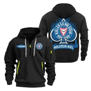 Holstein Kiel Hoodie Reißverschluss SPO1516016, Kapuzenpullover mit Allover-Druck Holstein Kiel - Schwarz