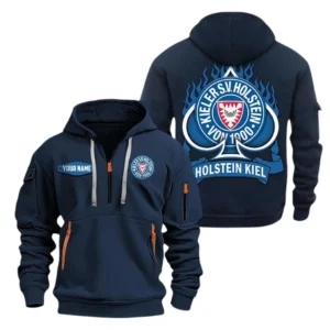 Holstein Kiel Hoodie Reißverschluss SPO1516016, Kapuzenpullover mit Allover-Druck Holstein Kiel - Marineblau