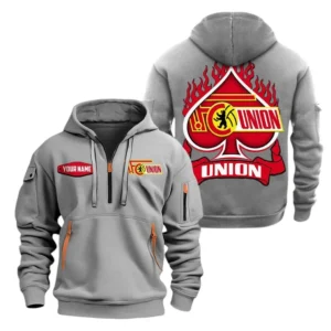 Union Berlin Hoodie Reißverschluss SPO1516017, Kapuzenpullover mit Allover-Druck Union Berlin - Grau