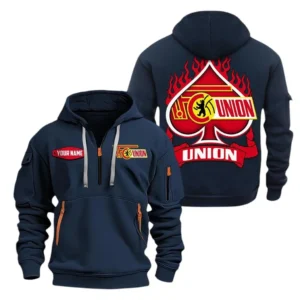 Union Berlin Hoodie Reißverschluss SPO1516017, Kapuzenpullover mit Allover-Druck Union Berlin - Marineblau