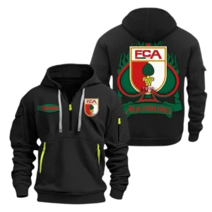 FC Augsburg Hoodie Reißverschluss SPO1516019, Kapuzenpullover mit Allover-Druck FC Augsburg - Schwarz