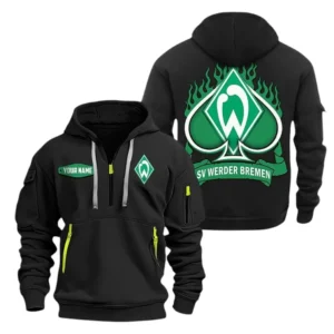 Werder Bremen Hoodie Reißverschluss SPO1516021, Kapuzenpullover mit Allover-Druck Werder Bremen - Schwarz