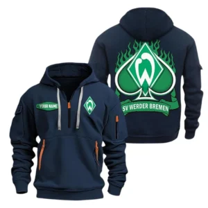 Werder Bremen Hoodie Reißverschluss SPO1516021, Kapuzenpullover mit Allover-Druck Werder Bremen - Marineblau