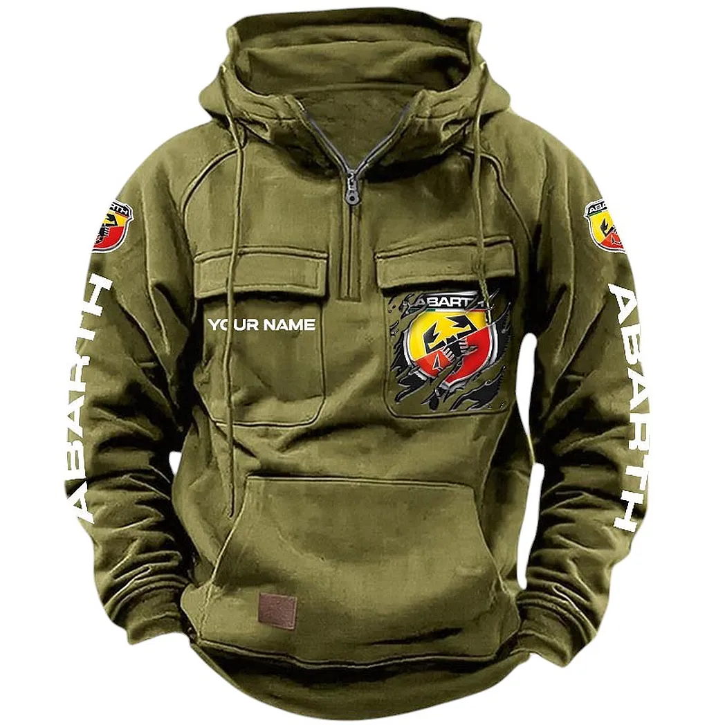 Abarth Hoodie Reißverschluss Taktischer, All-Over-Print-Hoodie Abarth CAR164022425148 - Olivgrün