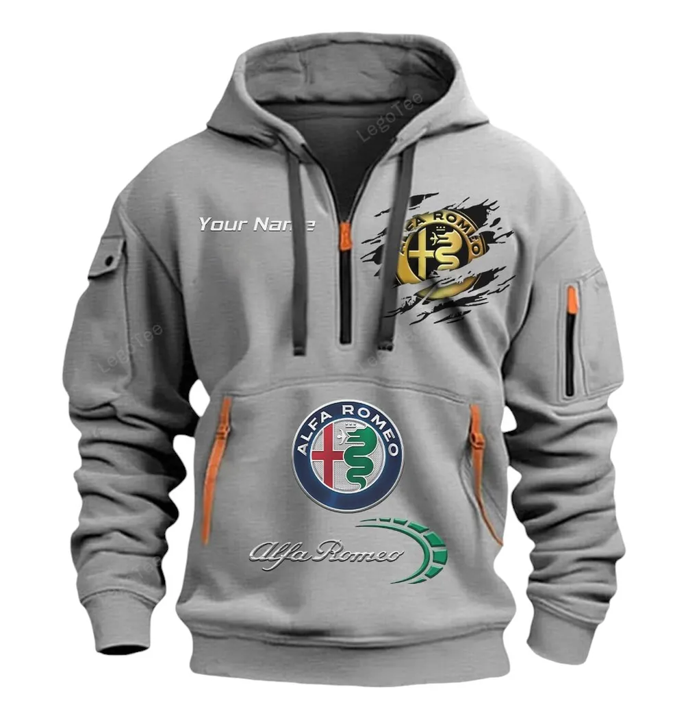 alfa romeo half zip hoodie car113021425852 best gift for him husband boyfriend grau