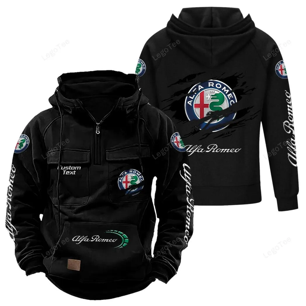 Alfa Romeo Hoodie Reißverschluss Taktischer, All-Over-Print-Hoodie Alfa Romeo - Schwarz CAR122021425025-2
