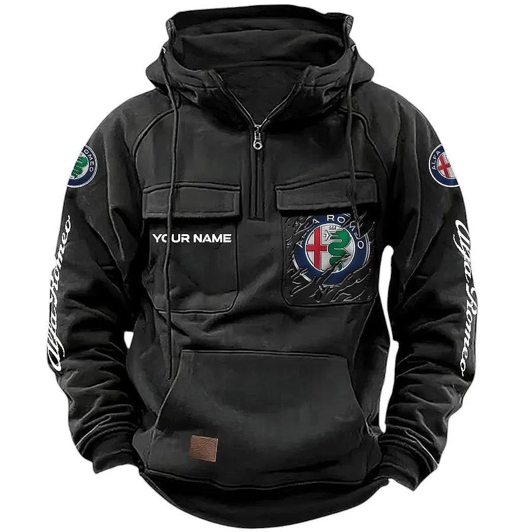 Alfa Romeo Hoodie Reißverschluss Taktischer, All-Over-Print-Hoodie Alfa Romeo CAR164022425154 - Schwarz