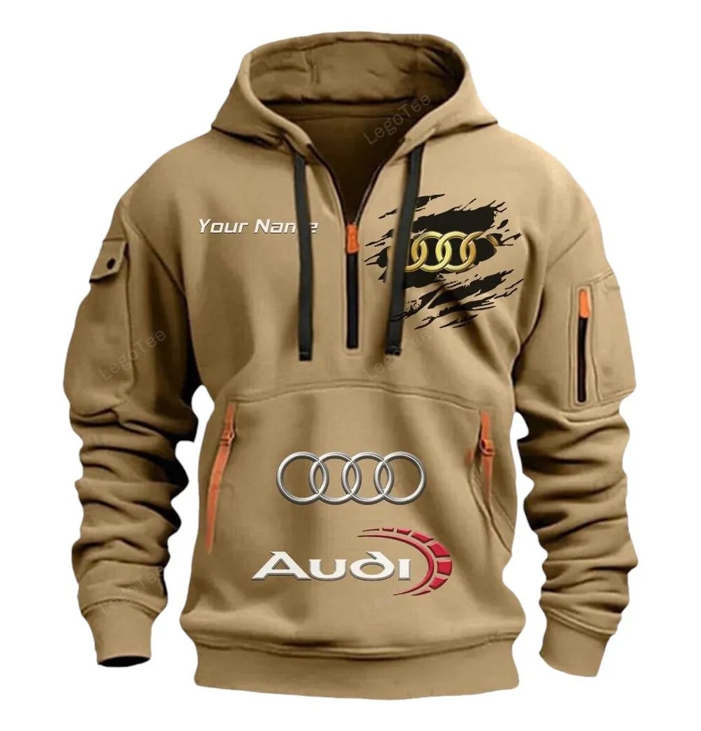 audi half zip hoodie car113021425777 best gift for him husband boyfriend khaki y14ly