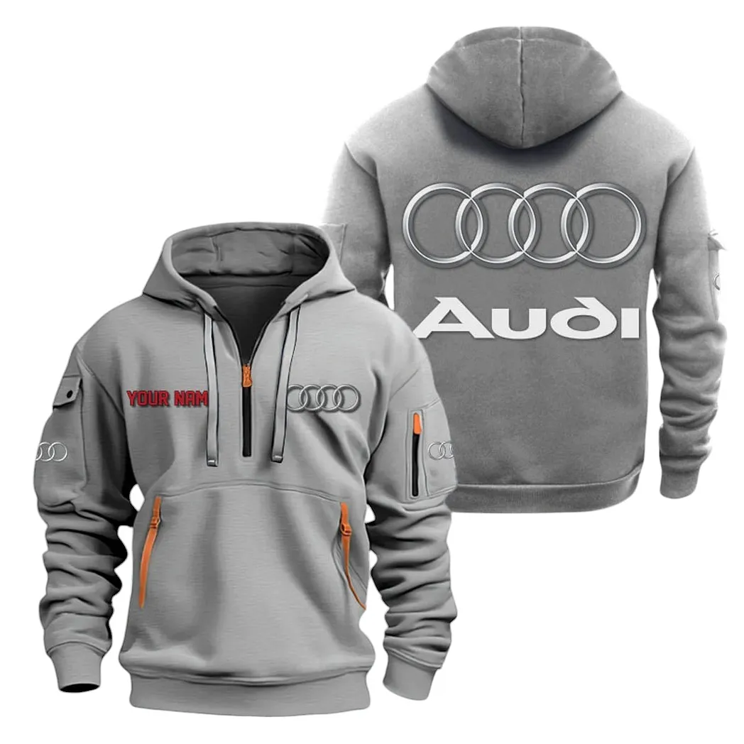 Audi Half Zip Hoodie For Men, Gift For Audi Lovers CAR20022125667 - Grau