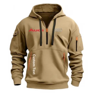 Audi Half Zip Hoodie For Men, Gift For Him, Husband, Boyfriend - Khaki CAR112021425555-3