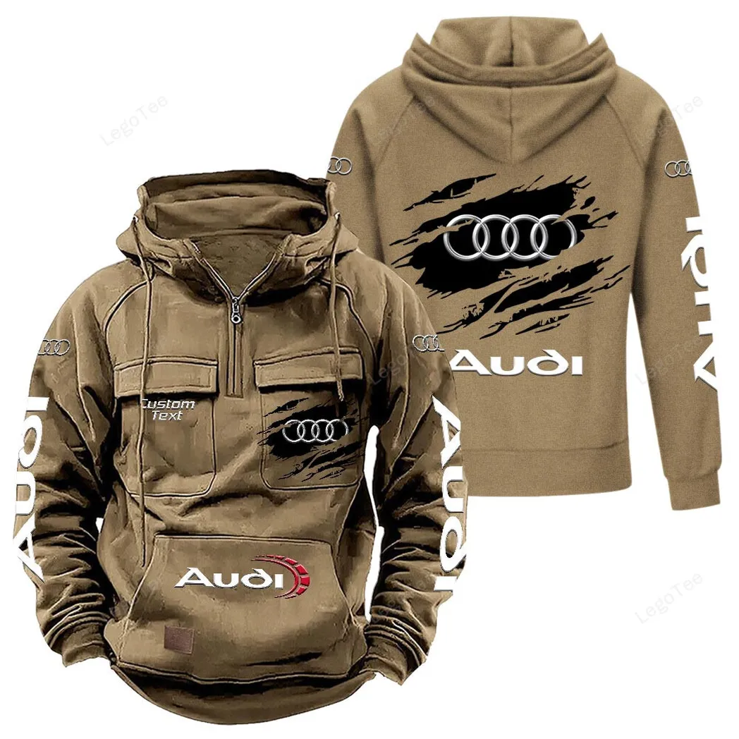 Audi Hoodie Reißverschluss Taktischer, All-Over-Print-Hoodie Audi - Khaki CAR122021425003-4