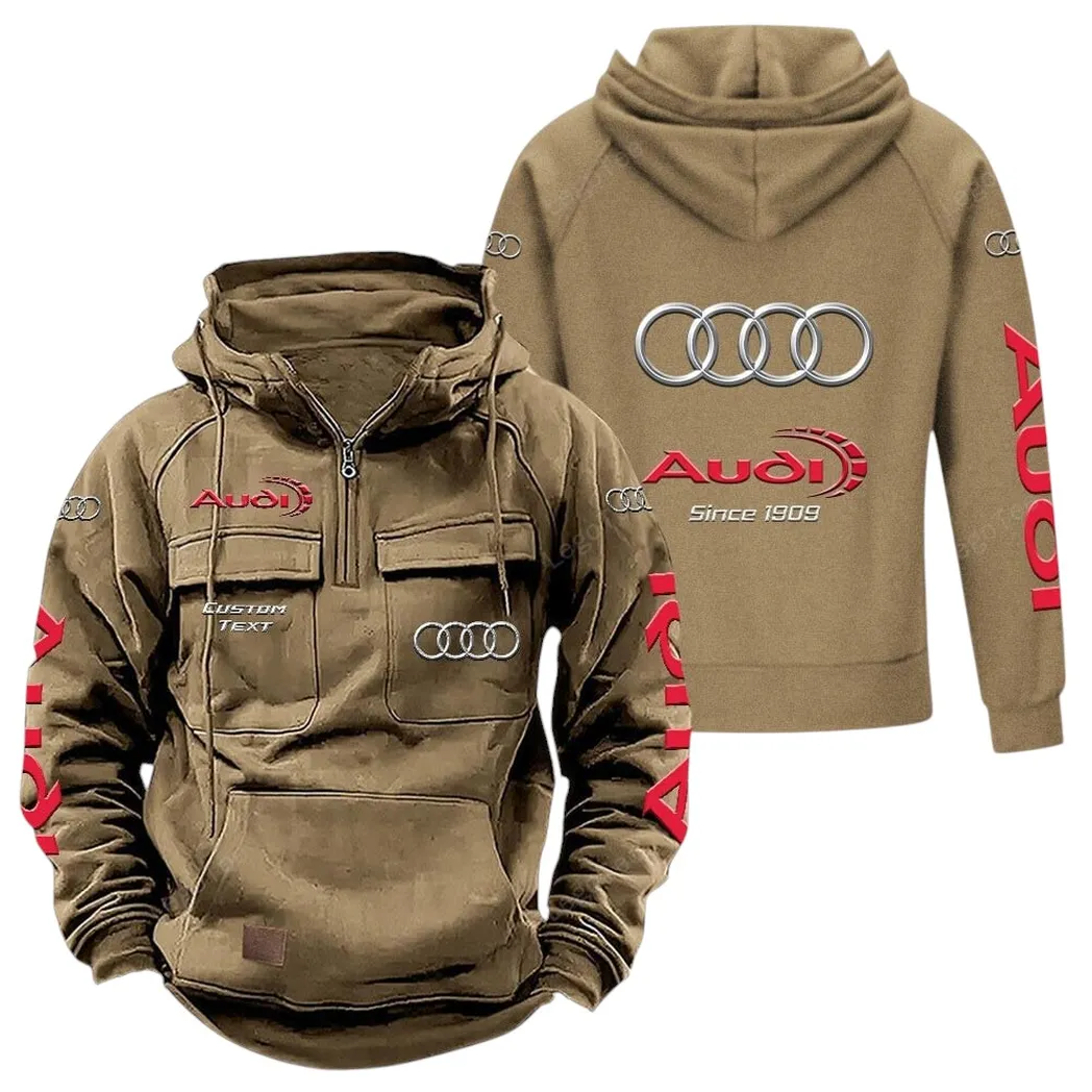 Audi Hoodie Reißverschluss Taktischer, All-Over-Print-Hoodie Audi - Khaki CAR96021425669-4