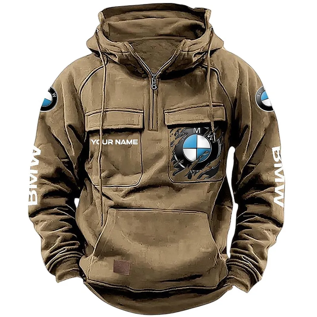 BMW Hoodie Reißverschluss Taktischer, All-Over-Print-Hoodie BMW CAR164022425189 - Khaki