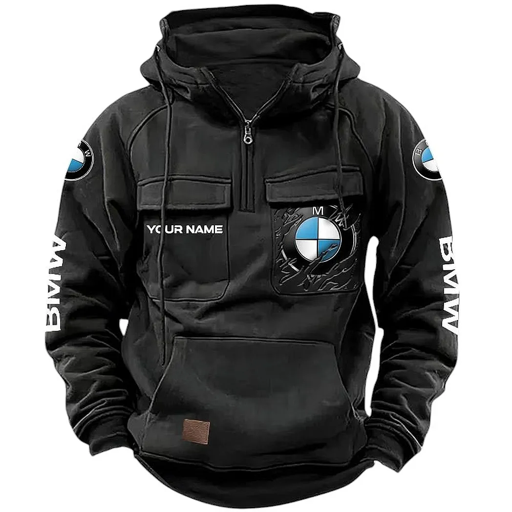BMW Hoodie Reißverschluss Taktischer, All-Over-Print-Hoodie BMW CAR164022425189 - Schwarz