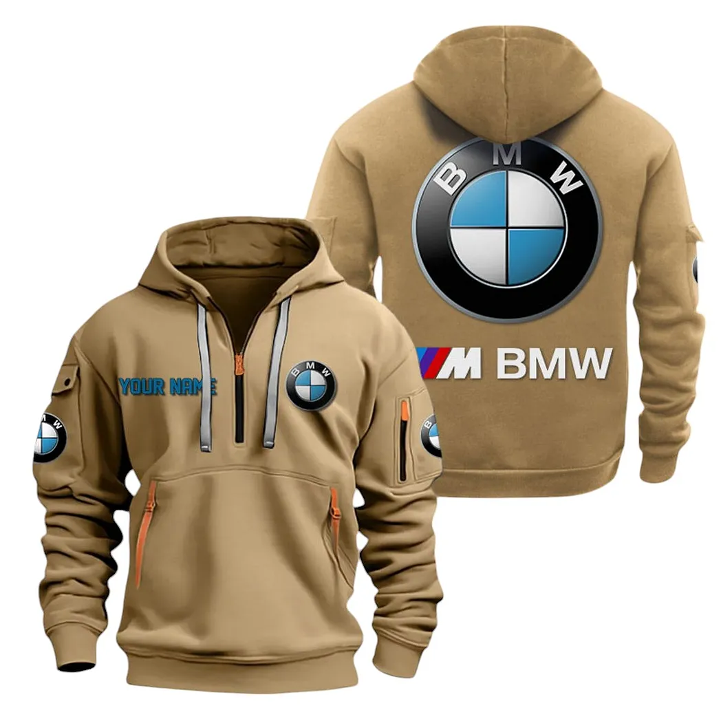 BMW M Half Zip Hoodie For Men, Gift For BMW M Lovers CAR20022125666 - Khaki