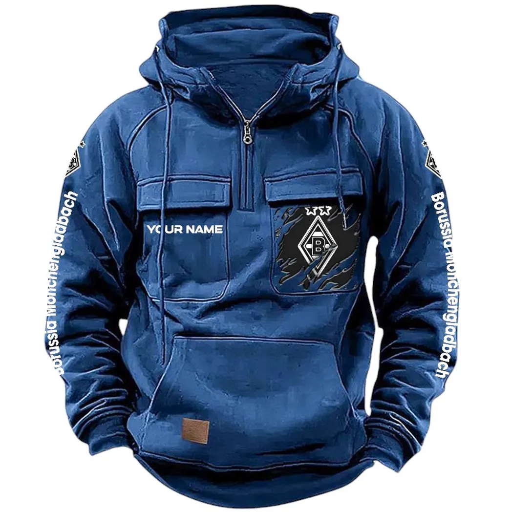 Borussia M'gladbach Hoodie Taktischer, All-Over-Print-Taktik-Hoodie mit Viertelreißverschluss - Dunkelblau SPO1616018-3
