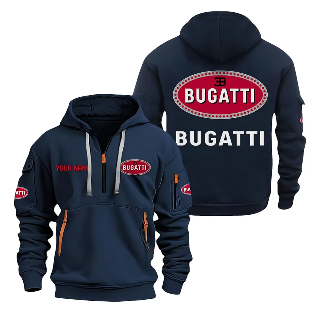 Bugatti Half Zip Hoodie For Men, Gift For Bugatti Lovers CAR20022125698 - Marineblau