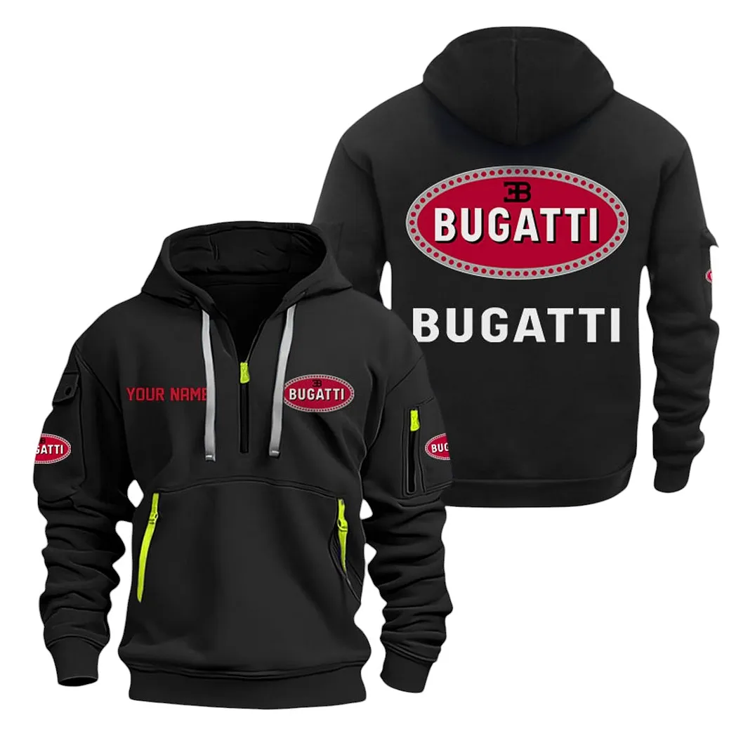 Bugatti Half Zip Hoodie For Men, Gift For Bugatti Lovers CAR20022125698 - Schwarz