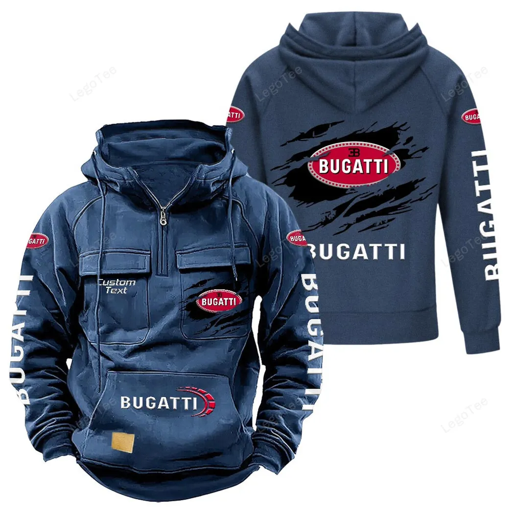 Bugatti Hoodie Reißverschluss Taktischer, All-Over-Print-Hoodie Bugatti - Dunkelblau CAR122021425060-3