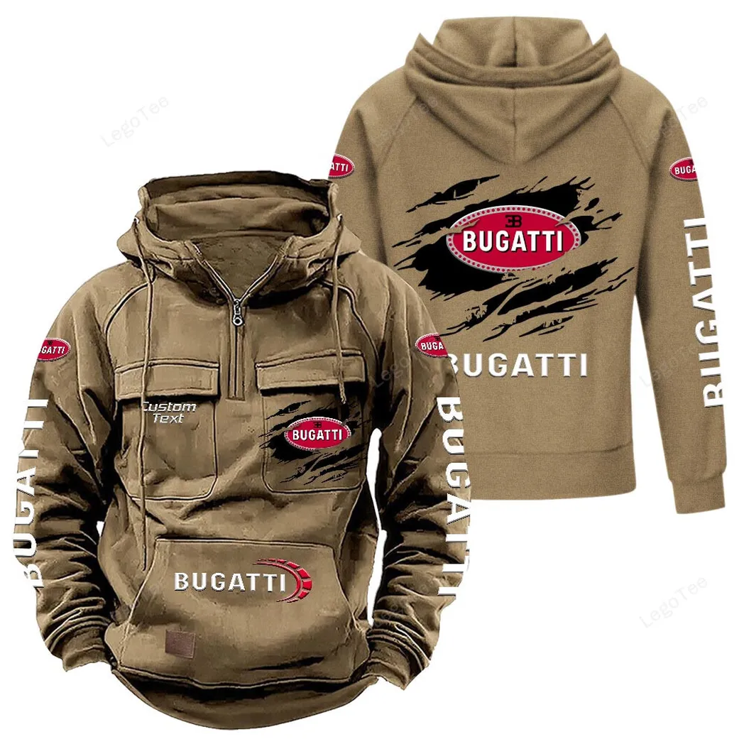 Bugatti Hoodie Reißverschluss Taktischer, All-Over-Print-Hoodie Bugatti - Khaki CAR122021425060-4