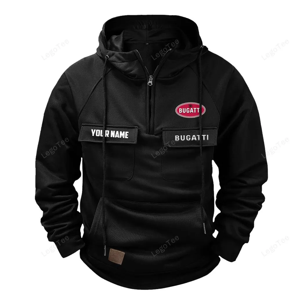 Bugatti Hoodie Reißverschluss Taktischer, All-Over-Print-Hoodie Bugatti - Schwarz CAR109021425387-2