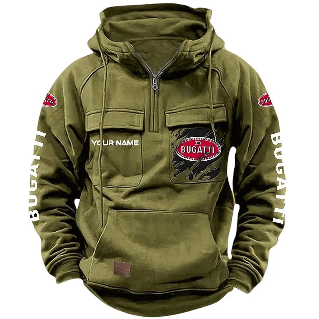 Bugatti Hoodie Reißverschluss Taktischer, All-Over-Print-Hoodie Bugatti CAR164022425152 - Olivgrün