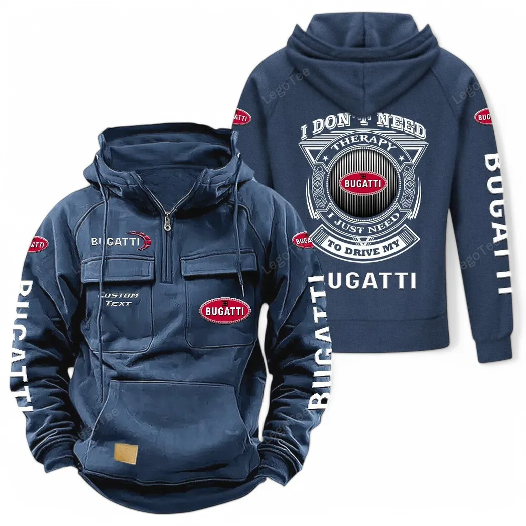 Bugatti Tactical Quarter Zip Hoodie CAR106021525047 - Dunkelblau
